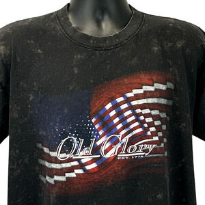 Vintage Old Glory 1776 T Shirt Mens XL X-Large Black 90s American Flag Patriotic